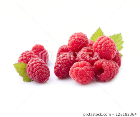 Sweet raspberry with leaves 128182364