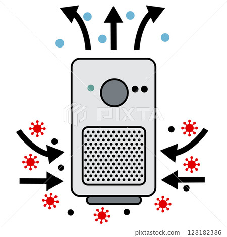 Air purifier humidifier icon. Air purifier sign. Removes dust and viruses, delivers clean air symbol. flat style. Air purifier humidifier icon. Air purifier sign. Removes dust and viruses, delivers clean air symbol. flat style. 128182386