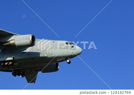 C-2 transport aircraft preparing for landing, tactical transport aircraft of the Japan Air Self-Defense Force 128182769