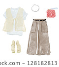Watercolor style hand-painted fashion illustration coordination summer 128182813