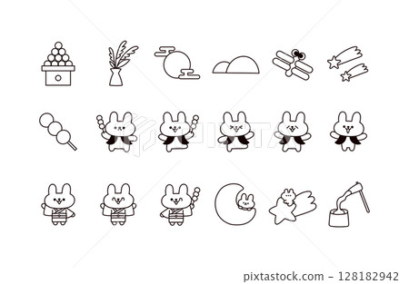 Moon viewing icon set 128182942