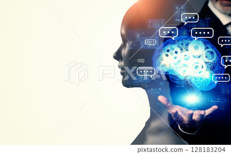 Collage of robot and AI images - Horizontal visuals for banners and advertisements 128183204