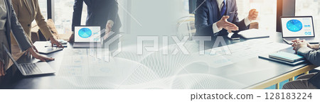 Business scene and network collage Horizontal visual for banners and advertisements Business scene and network collage Horizontal visual for banners and advertisements 128183224