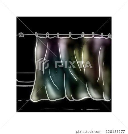 Transparent shower curtain in black backgorund Transparent shower curtain in black backgorund 128183277