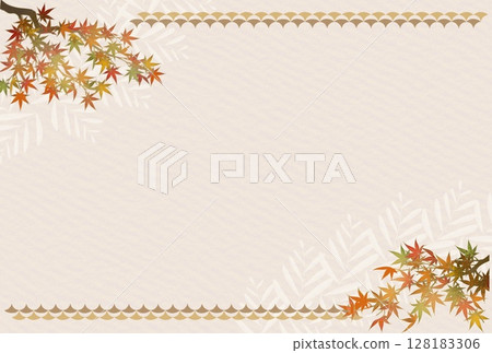 Autumn colors Japanese style autumn leaves frame 128183306