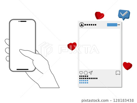 智慧型手機和SNS螢幕 128183438