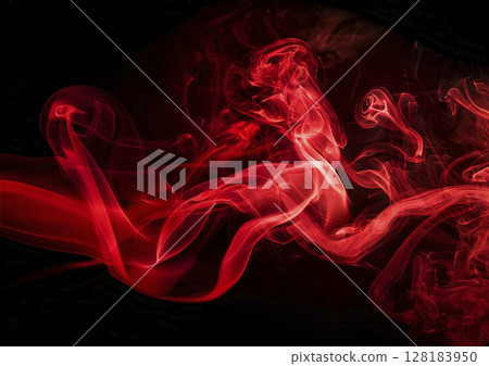 Red smoke flying on a black background Red smoke flying on a black background 128183950