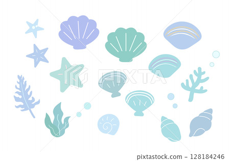 Seashell and sea motif illustration set (no main lines) 128184246