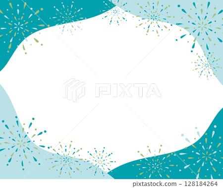 Fireworks frame green and light blue Fireworks frame green and light blue 128184264
