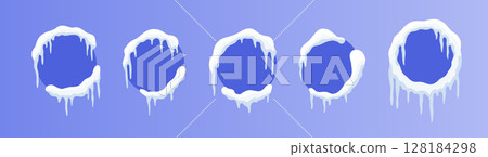 Versatile Snow-Capped Banners: Customizable round Winter Ad Designs 128184298