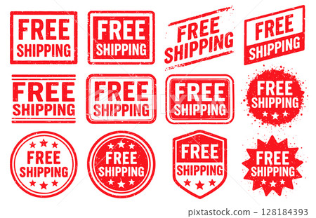Free shipping Stamp vector set. Free shipping Rubber Stamp design collection. Free shipping Grunge stamp pack. Seal Free shipping. Vector illustration image. Isolated one white background. Free shipping Stamp vector set. Free shipping Rubber Stamp design collection. Free shipping Grunge stamp pack. Seal Free shipping. Vector illustration image. Isolated one white background. 128184393