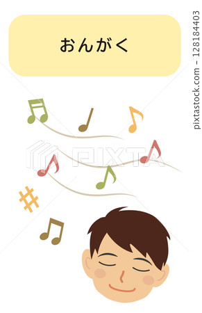 Music Picture Cards - Boy Listening to Music 128184403