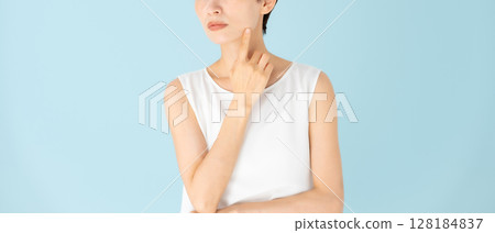 Woman, casual, skin care, worries Woman, casual, skin care, worries 128184837