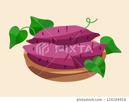 秋季蔬菜：籃子裡的帶葉地瓜 128184918