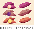秋季蔬菜：三種紅薯的插圖 128184921
