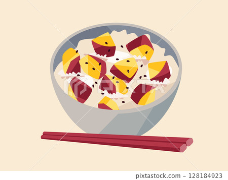 秋天的味道：地瓜飯的插圖 128184923