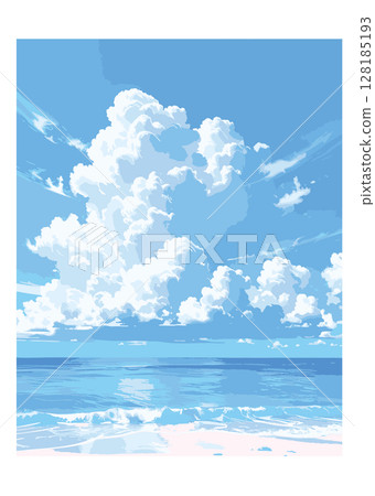 夏日般的積雨雲+海-02 128185193