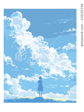 夏日般的積雨雲+1名女性-03 128185194