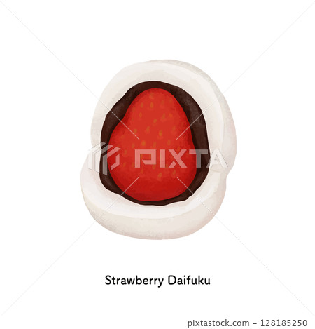 Japanese sweets _ Strawberry Daifuku - illustration with colored pencils 128185250