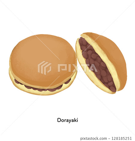 Japanese sweets_Dorayaki - illustration with colored pencils 128185251
