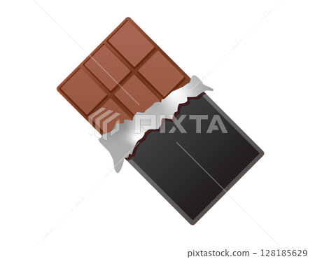 Brown block of dark chocolate bar icon with black packaging Brown block of dark chocolate bar icon with black packaging 128185629
