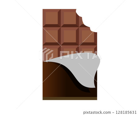 Brown block of dark chocolate bar icon with black packaging Brown block of dark chocolate bar icon with black packaging 128185631