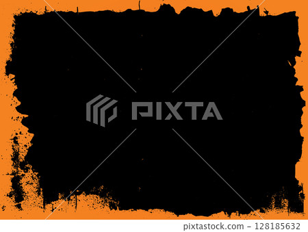 Halloween black template banner background with grunge orange border Halloween black template banner background with grunge orange border 128185632
