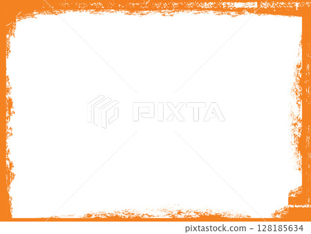 Halloween white template banner background with grunge orange border 128185634