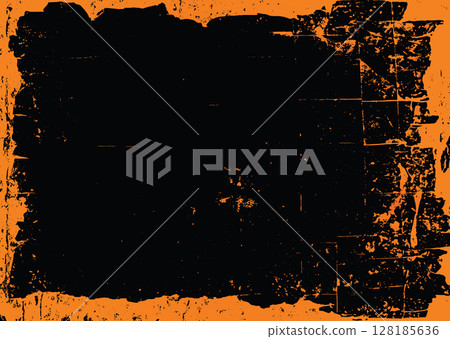 Halloween black template banner background with grunge orange border Halloween black template banner background with grunge orange border 128185636