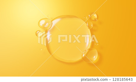 黃色背景上多個水滴的背景資料。 3D(橫向) 黃色背景上多個水滴的背景資料。 3D(橫向) 128185643