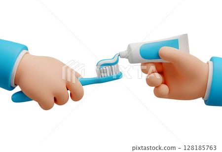 Toothpaste onto a Toothbrush Minimalist 3D Rendering in a Soft And Smooth Renderer 128185763