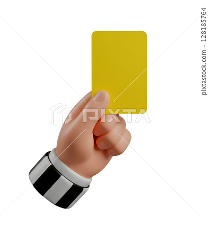 Referee Holding a Yellow Card Minimalist 3D Rendering in a Soft And Smooth Renderer Referee Holding a Yellow Card Minimalist 3D Rendering in a Soft And Smooth Renderer 128185764