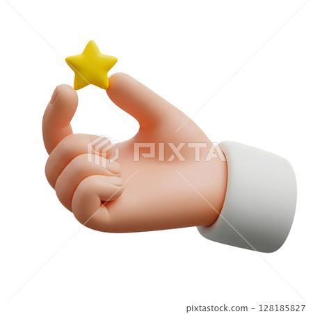 Hand Holding a Star Minimalist 3D Rendering in a Soft And Smooth Renderer 128185827