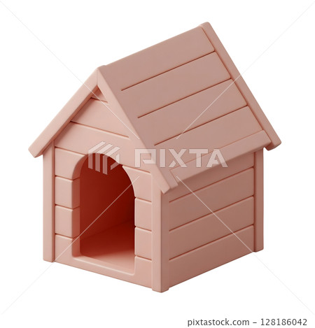 Classic Dog House Minimalist 3D Rendering in a Soft And Smooth Renderer 128186042