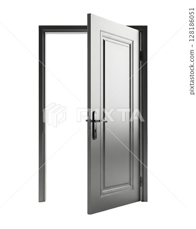 Open steel Interior Door Minimalist 3D Rendering in a Soft And Smooth Renderer 128186051
