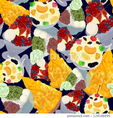 Seamless pattern with colorful shaved ice 128186095