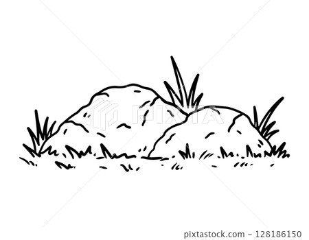 Stones in the grass isolated on a white background 128186150