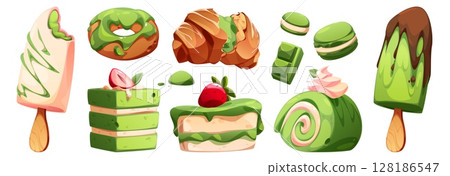 Matcha dessert - green tea flavored confectionery 128186547