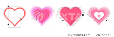 Heart border collection with neon blur aura effect Heart border collection with neon blur aura effect 128186550