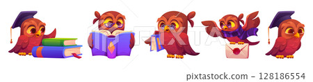 Brown owl school character set Brown owl school character set 128186554