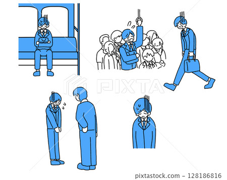 因通勤或被責罵而疲憊不堪的男辦公室職員 128186816