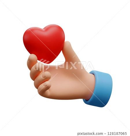 Hand Holding a Red Heart Minimalist 3D Rendering in a Soft And Smooth Renderer Hand Holding a Red Heart Minimalist 3D Rendering in a Soft And Smooth Renderer 128187065