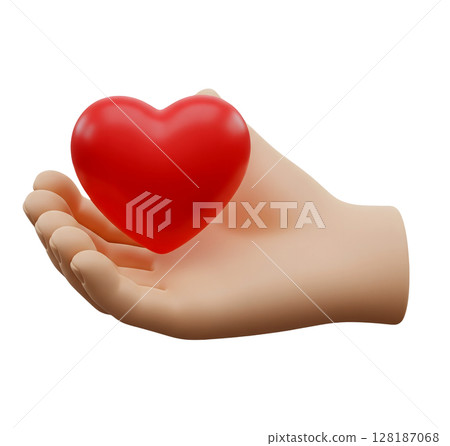 Hand Holding a Red Heart Minimalist 3D Rendering in a Soft And Smooth Renderer Hand Holding a Red Heart Minimalist 3D Rendering in a Soft And Smooth Renderer 128187068