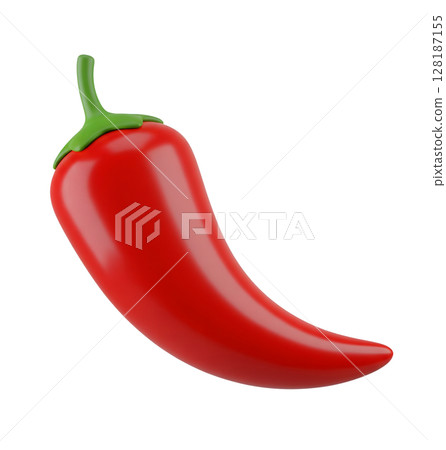 Red Chili Pepper Minimalist 3D Rendering in a Soft And Smooth Renderer 128187155