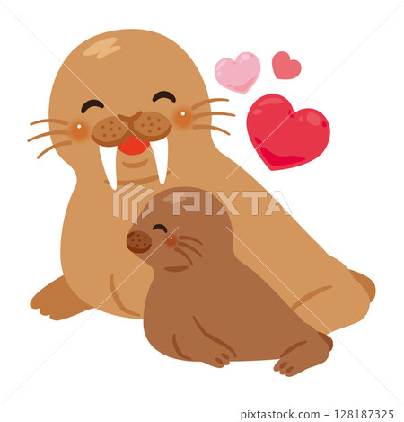 Illustration of a smiling parent and child 128187325