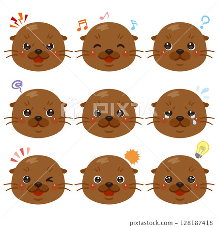Sea lion illustration set - facial expressions only 128187418