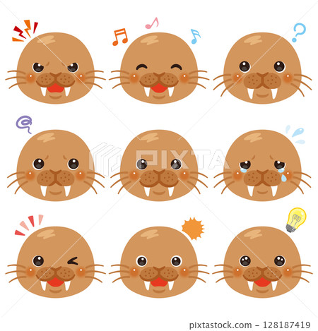 海象插圖集 - 僅限臉部表情 海象插圖集 - 僅限臉部表情 128187419