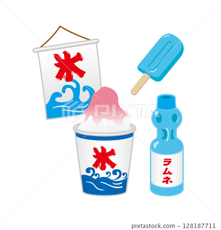 刨冰、波子汽水、冰棒插畫 128187711