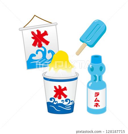 刨冰、波子汽水、冰棒插畫 刨冰、波子汽水、冰棒插畫 128187715