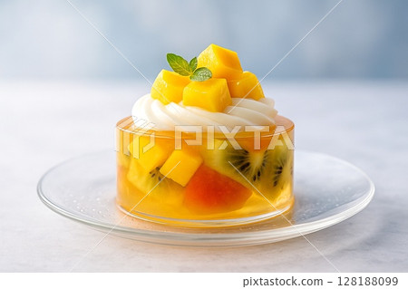玻璃與珠寶製成的奇幻食物 水晶水果與糖果蛋糕 128188099